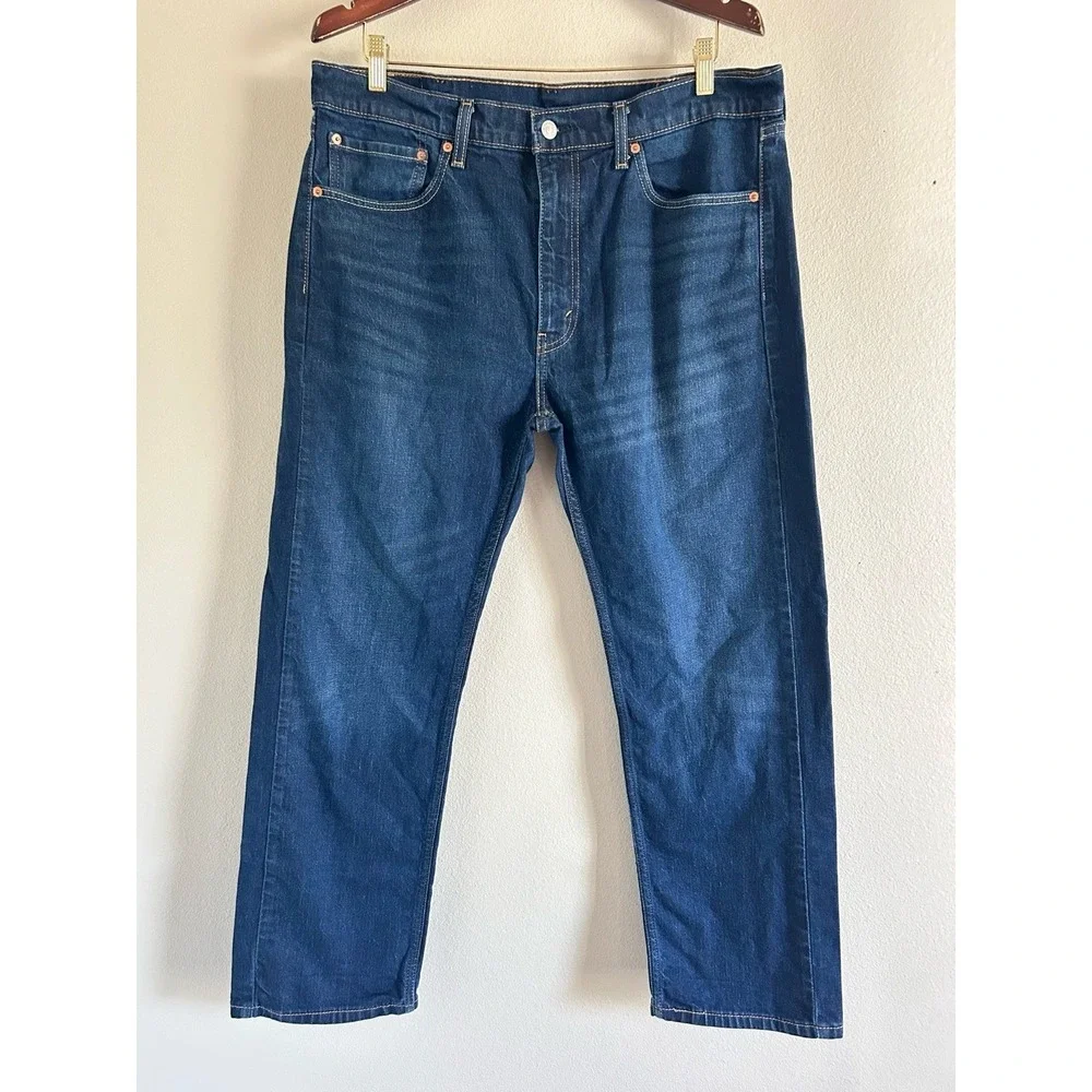 Levi Strauss 505 Regular Men's Straight Leg Denim Jeans Dark Wash 38x30 L-18